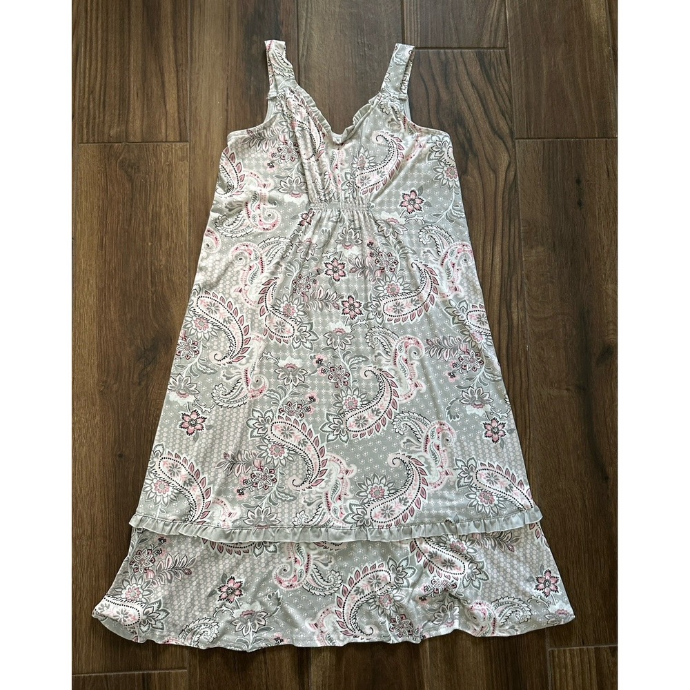Ellen Tracy Sleeveless‎ V Neck Sleep Dress Midi Pajama Lightweight Cozy Cool NWT